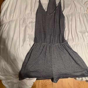 Blue and white striped romper